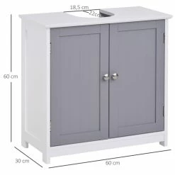 KLEANKIN Meuble Salle De Bain - Meuble Sous-vasque - Placard 2 Portes Avec étagère - Dim. 60L X 30l X 60H Cm - MDF Gris Blanc 8 KLEANKIN Meuble Salle De Bain - Meuble Sous-vasque - Placard 2 Portes Avec étagère - Dim. 60L X 30l X 60H Cm - MDF Gris Blanc -Paris Prix boutique B2CD 101