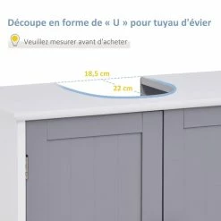 KLEANKIN Meuble Salle De Bain - Meuble Sous-vasque - Placard 2 Portes Avec étagère - Dim. 60L X 30l X 60H Cm - MDF Gris Blanc 9 KLEANKIN Meuble Salle De Bain - Meuble Sous-vasque - Placard 2 Portes Avec étagère - Dim. 60L X 30l X 60H Cm - MDF Gris Blanc -Paris Prix boutique B2CD 102