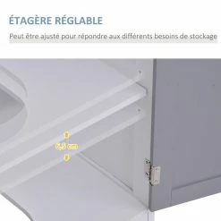 KLEANKIN Meuble Salle De Bain - Meuble Sous-vasque - Placard 2 Portes Avec étagère - Dim. 60L X 30l X 60H Cm - MDF Gris Blanc 11 KLEANKIN Meuble Salle De Bain - Meuble Sous-vasque - Placard 2 Portes Avec étagère - Dim. 60L X 30l X 60H Cm - MDF Gris Blanc -Paris Prix boutique B2CD 104