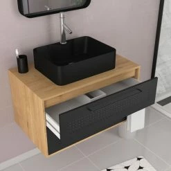 Aurlane Pack Meuble De Salle De Bain Caisson 2 Tiroirs + Vasque Rectangulaire + Miroir LED - UBY 80cm 6 Aurlane Pack Meuble De Salle De Bain Caisson 2 Tiroirs + Vasque Rectangulaire + Miroir LED - UBY 80cm -Paris Prix boutique B2CD 1056