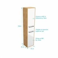 Aurlane Meuble Colonne De Douche 30x35 Cm Suspendu - 2 Portes Finition Blanc Mat 8 Aurlane Meuble Colonne De Douche 30x35 Cm Suspendu - 2 Portes Finition Blanc Mat -Paris Prix boutique B2CD 1062