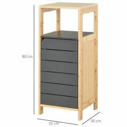 HOMCOM Meuble Colonne Rangement Salle De Bain Style Cosy Dim. 32L X 30l X 80H Cm Porte étagères Niche Bambou Gris 8 HOMCOM Meuble Colonne Rangement Salle De Bain Style Cosy Dim. 32L X 30l X 80H Cm Porte étagères Niche Bambou Gris -Paris Prix boutique B2CD 1090