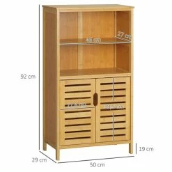 KLEANKIN Meuble Rangement Bas Salle De Bain Bambou Style Naturel 2 Portes Avec étagère 2 Niches Bambou 8 KLEANKIN Meuble Rangement Bas Salle De Bain Bambou Style Naturel 2 Portes Avec étagère 2 Niches Bambou -Paris Prix boutique B2CD 1096
