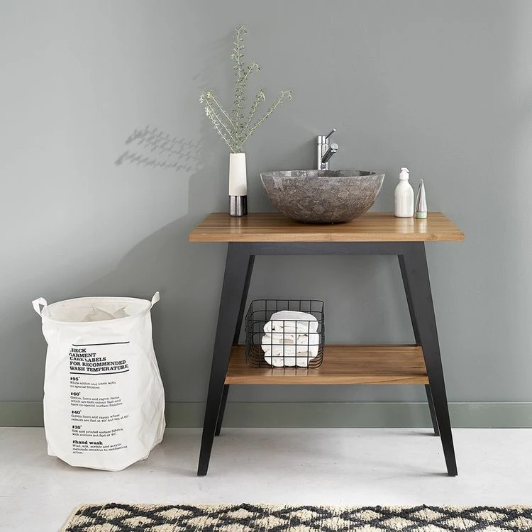 BOIS DESSUS BOIS DESSOUS Meuble Sous Vasque En Teck Massif 80 Cm 3 BOIS DESSUS BOIS DESSOUS Meuble Sous Vasque En Teck Massif 80 Cm – Image 3