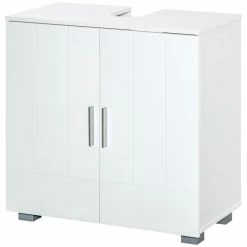 KLEANKIN Meuble Vasque - Meuble Sous-vasque - 2 Portes Rainurées, 2 étagères - Poignées Alliage Aluminium - Dim. 60L X 30l X 60H Cm - MDF Blanc 10 KLEANKIN Meuble Vasque - Meuble Sous-vasque - 2 Portes Rainurées, 2 étagères - Poignées Alliage Aluminium - Dim. 60L X 30l X 60H Cm - MDF Blanc -Paris Prix boutique B2CD 1124