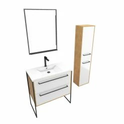 Aurlane Ensemble De Salle De Bain 80cm + Vasque Blanche 80x50 + Tiroir Blanc Mat + Miroir +colonne 6 Aurlane Ensemble De Salle De Bain 80cm + Vasque Blanche 80x50 + Tiroir Blanc Mat + Miroir +colonne -Paris Prix boutique B2CD 1128