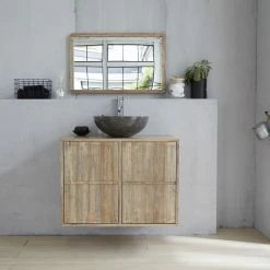 BOIS DESSUS BOIS DESSOUS Meuble Sous Vasque En Hévéa Massif Suspendu 80 Cm