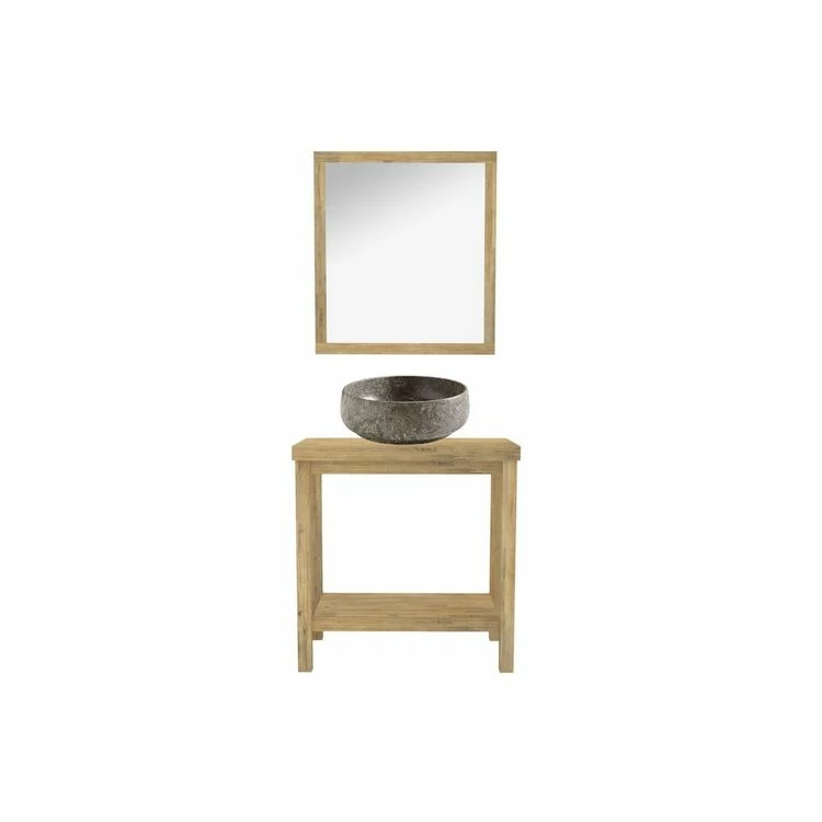 HELLIN Meuble De Salle De Bain 80 Vasque Marbre Et Miroir (ensemble) - PARIS 1 HELLIN Meuble De Salle De Bain 80 Vasque Marbre Et Miroir (ensemble) - PARIS