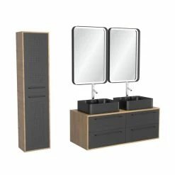 Aurlane Pack Meuble SDB 120cm Suspendu 4 Tiroirs_Vasques Noires Rectangles + Miroirs Led + Colonne - UBY 120 6 Aurlane Pack Meuble SDB 120cm Suspendu 4 Tiroirs_Vasques Noires Rectangles + Miroirs Led + Colonne - UBY 120 -Paris Prix boutique B2CD 1186