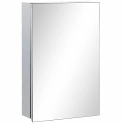 KLEANKIN Armoire Miroir Murale Salle De Bain Toilette Dim. 39L X 12l X 60H Cm Acier Inox. Verre