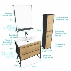 Aurlane Meuble Salle De Bains 80 Cm, Vasque Blanche, Miroir Et Colonne - Chêne Et Noir - STRUCTURA 8 Aurlane Meuble Salle De Bains 80 Cm, Vasque Blanche, Miroir Et Colonne - Chêne Et Noir - STRUCTURA -Paris Prix boutique B2CD 1202