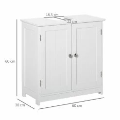 KLEANKIN Meuble Vasque - Meuble Sous-vasque - 2 Portes Rainurées Avec étagère Réglable - Poignées Métal Chromé - Dim. 60L X 30l X 60H Cm - MDF Blanc 8 KLEANKIN Meuble Vasque - Meuble Sous-vasque - 2 Portes Rainurées Avec étagère Réglable - Poignées Métal Chromé - Dim. 60L X 30l X 60H Cm - MDF Blanc -Paris Prix boutique B2CD 1206