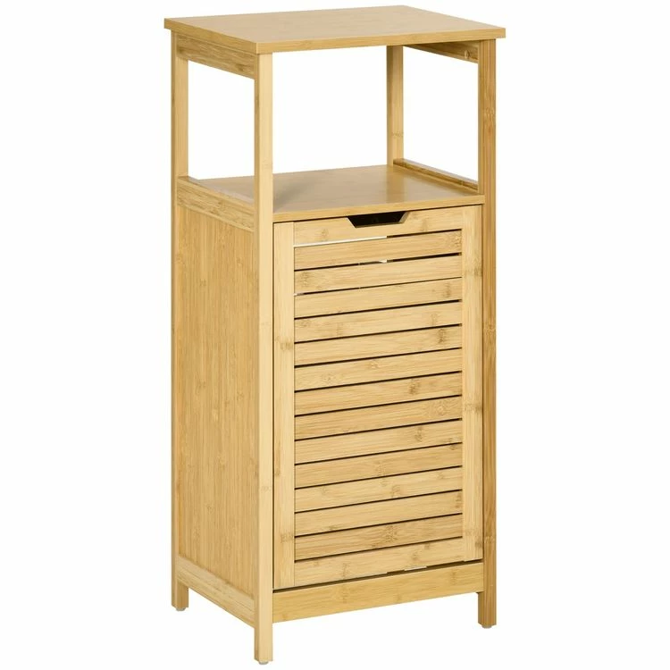 KLEANKIN Meuble Bas Basculant Salle De Bain Style Cosy Dim. 40L X 30l X 86,5H Cm Porte Basculante à Lattes Bambou MDF Aspect Bois Clair 1 KLEANKIN Meuble Bas Basculant Salle De Bain Style Cosy Dim. 40L X 30l X 86,5H Cm Porte Basculante à Lattes Bambou MDF Aspect Bois Clair