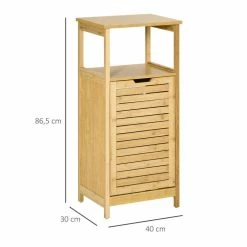 KLEANKIN Meuble Bas Basculant Salle De Bain Style Cosy Dim. 40L X 30l X 86,5H Cm Porte Basculante à Lattes Bambou MDF Aspect Bois Clair 8 KLEANKIN Meuble Bas Basculant Salle De Bain Style Cosy Dim. 40L X 30l X 86,5H Cm Porte Basculante à Lattes Bambou MDF Aspect Bois Clair -Paris Prix boutique B2CD 1220