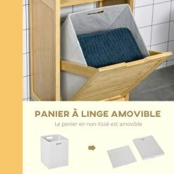 KLEANKIN Meuble Bas Basculant Salle De Bain Style Cosy Dim. 40L X 30l X 86,5H Cm Porte Basculante à Lattes Bambou MDF Aspect Bois Clair 9 KLEANKIN Meuble Bas Basculant Salle De Bain Style Cosy Dim. 40L X 30l X 86,5H Cm Porte Basculante à Lattes Bambou MDF Aspect Bois Clair -Paris Prix boutique B2CD 1221