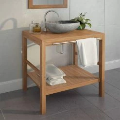 VIDAXL Meuble-lavabo De Salle De Bains Teck Massif 74x45x75 Cm