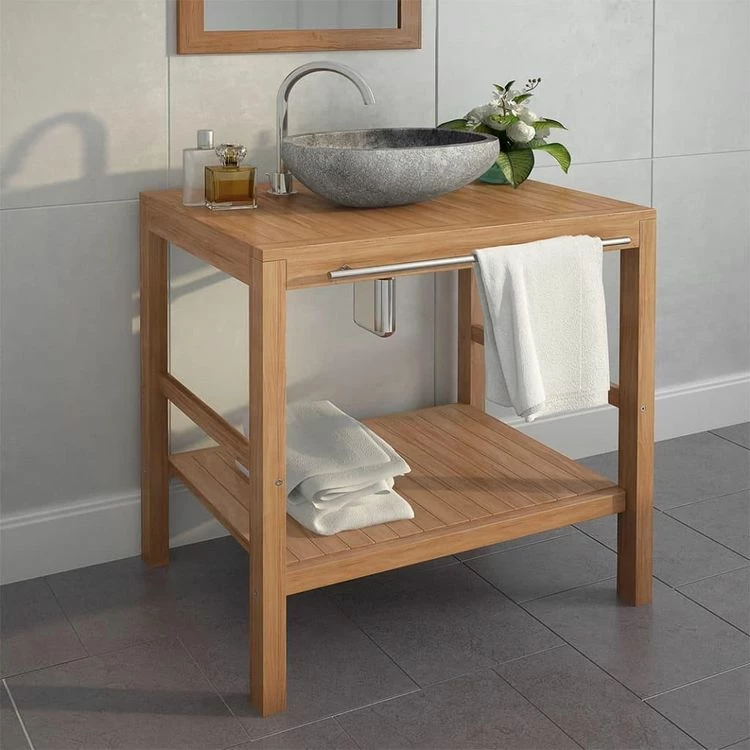 VIDAXL Meuble-lavabo De Salle De Bains Teck Massif 74x45x75 Cm 1 VIDAXL Meuble-lavabo De Salle De Bains Teck Massif 74x45x75 Cm