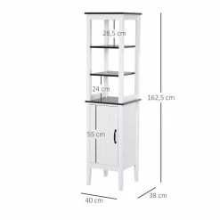 HOMCOM Meuble Colonne Rangement Salle De Bain Dim. 40L X 38l X 162H Cm 3 étagères + Placard MDF Panneaux Particules Blanc Aspect Noyer -Paris Prix boutique B2CD 1279