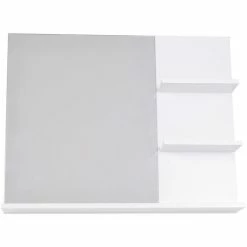 HOMCOM Miroir De Salle De Bain Avec étagères - 2 étagères Latérales + Grande étagère Inférieure - Kit Installation Fourni - MDF Blanc -Paris Prix boutique B2CD 1291