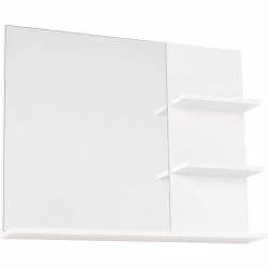 HOMCOM Miroir De Salle De Bain Avec étagères - 2 étagères Latérales + Grande étagère Inférieure - Kit Installation Fourni - MDF Blanc -Paris Prix boutique B2CD 1292