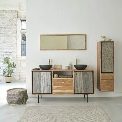 BOIS DESSUS BOIS DESSOUS Colonne De Salle De Bain En Acacia Et Pierre 11 BOIS DESSUS BOIS DESSOUS Colonne De Salle De Bain En Acacia Et Pierre -Paris Prix boutique B2CD 1299