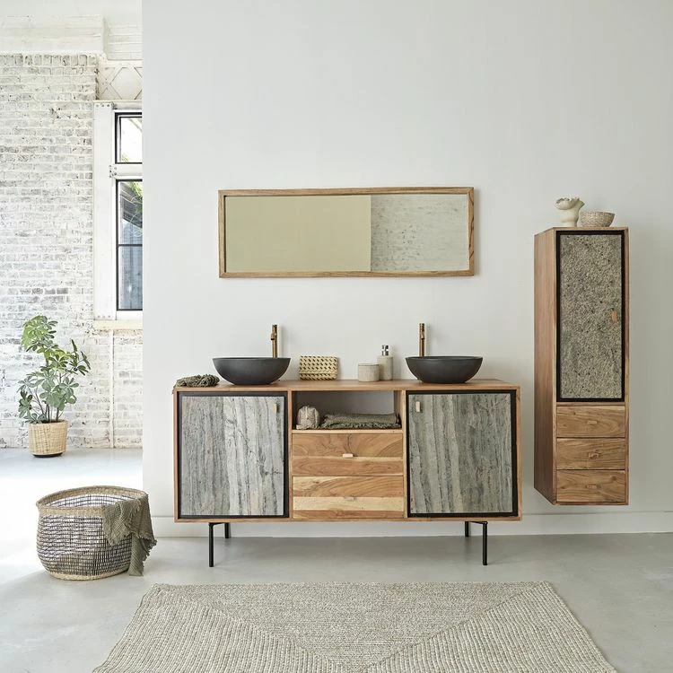 BOIS DESSUS BOIS DESSOUS Colonne De Salle De Bain En Acacia Et Pierre 6 BOIS DESSUS BOIS DESSOUS Colonne De Salle De Bain En Acacia Et Pierre – Image 6