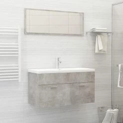 VIDAXL Ensemble De Meubles De Salle De Bain Gris Beton Agglomere