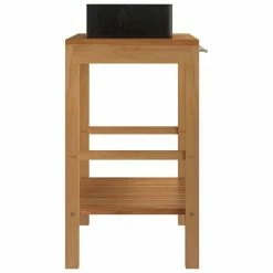 VIDAXL Armoire De Toilette En Teck Solide Avec Lavabo En Marbre Noir -Paris Prix boutique B2CD 1335