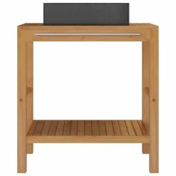 VIDAXL Armoire De Toilette En Teck Solide Avec Lavabo En Marbre Noir -Paris Prix boutique B2CD 1336