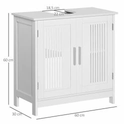 KLEANKIN Meuble Vasque - Meuble Sous-vasque - 2 Portes Rainurées Avec étagère Réglable - Poignées Alliage Aluminium - Dim. 60L X 30l X 60H Cm - MDF Blanc 8 KLEANKIN Meuble Vasque - Meuble Sous-vasque - 2 Portes Rainurées Avec étagère Réglable - Poignées Alliage Aluminium - Dim. 60L X 30l X 60H Cm - MDF Blanc -Paris Prix boutique B2CD 1343