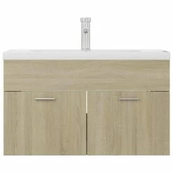 VIDAXL Armoire D'evier Avec Lavabo Integre Chene Sonoma Agglomere -Paris Prix boutique B2CD 1349