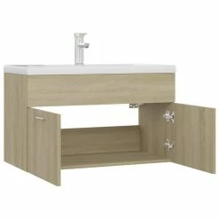 VIDAXL Armoire D'evier Avec Lavabo Integre Chene Sonoma Agglomere -Paris Prix boutique B2CD 1351