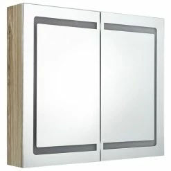 VIDAXL Armoire De Salle De Bain A Miroir LED Chene 80x12x68 Cm -Paris Prix boutique B2CD 1355