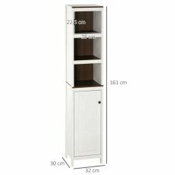 KLEANKIN Meuble Colonne Rangement Salle De Bain Style Cosy Dim. 32L X 30l X 161H Cm 3 Niches Porte Aspect Bois Blanc Effet Vieilli 8 KLEANKIN Meuble Colonne Rangement Salle De Bain Style Cosy Dim. 32L X 30l X 161H Cm 3 Niches Porte Aspect Bois Blanc Effet Vieilli -Paris Prix boutique B2CD 1377