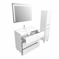 Aurlane Ensemble Meuble De Salle De Bain Blanc 80 Cm Sur Pied 3 Tiroirs + Vasque Ceramique Blanche + Miroir 7 Aurlane Ensemble Meuble De Salle De Bain Blanc 80 Cm Sur Pied 3 Tiroirs + Vasque Ceramique Blanche + Miroir -Paris Prix boutique B2CD 1389