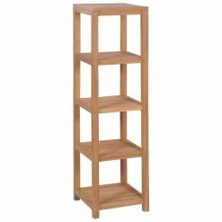 VIDAXL Etagere De Salle De Bain 4 Niveaux Teck Massif 42x42x165 Cm