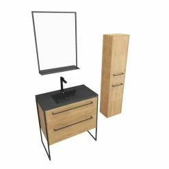 Aurlane Pack Meuble De Salle De Bain 80x50cm Chene Brun - 2 Tiroirs Chene Brun - Vasque Resine Noire 7 Aurlane Pack Meuble De Salle De Bain 80x50cm Chene Brun - 2 Tiroirs Chene Brun - Vasque Resine Noire -Paris Prix boutique B2CD 1419