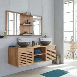 BOIS DESSUS BOIS DESSOUS Meuble Double Vasque En Teck Massif 160 Cm