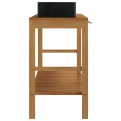 VIDAXL Armoire De Toilette En Teck Solide Avec Lavabos En Marbre Noir -Paris Prix boutique B2CD 1444