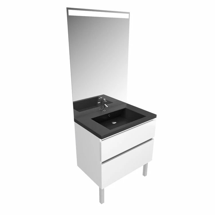 Aurlane Meuble Salle De Bain 80 Cm Blanc - Avec Tiroirs - Vasque Et Miroir - MERELY STONE 80 3 Aurlane Meuble Salle De Bain 80 Cm Blanc - Avec Tiroirs - Vasque Et Miroir - MERELY STONE 80 – Image 3