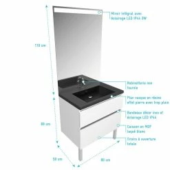 Aurlane Meuble Salle De Bain 80 Cm Blanc - Avec Tiroirs - Vasque Et Miroir - MERELY STONE 80 8 Aurlane Meuble Salle De Bain 80 Cm Blanc - Avec Tiroirs - Vasque Et Miroir - MERELY STONE 80 -Paris Prix boutique B2CD 1451