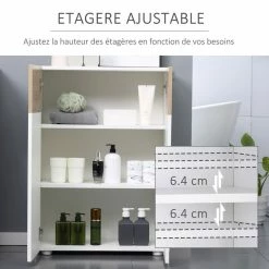 KLEANKIN Meuble Bas De Salle De Bain Placard Double Porte Avec 2 étagères Réglables Panneaux Particules Blanc Aspect Chêne Clair 10 KLEANKIN Meuble Bas De Salle De Bain Placard Double Porte Avec 2 étagères Réglables Panneaux Particules Blanc Aspect Chêne Clair -Paris Prix boutique B2CD 1479