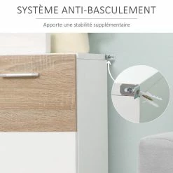 KLEANKIN Meuble Bas De Salle De Bain Placard Double Porte Avec 2 étagères Réglables Panneaux Particules Blanc Aspect Chêne Clair 11 KLEANKIN Meuble Bas De Salle De Bain Placard Double Porte Avec 2 étagères Réglables Panneaux Particules Blanc Aspect Chêne Clair -Paris Prix boutique B2CD 1480