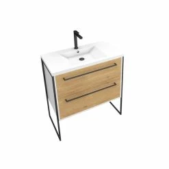 Aurlane Meuble De Salle De Bain 80x50cm Blanc - 2 Tiroirs Chêne Naturel - Vasque Blanche - STRUCTURA F023 7 Aurlane Meuble De Salle De Bain 80x50cm Blanc - 2 Tiroirs Chêne Naturel - Vasque Blanche - STRUCTURA F023 -Paris Prix boutique B2CD 1483