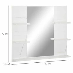 KLEANKIN Miroir De Salle De Bain Avec étagères - 4 étagères Latérales + Grande étagère Inférieure - Kit Installation Fourni - MDF Blanc Effet Marbre 8 KLEANKIN Miroir De Salle De Bain Avec étagères - 4 étagères Latérales + Grande étagère Inférieure - Kit Installation Fourni - MDF Blanc Effet Marbre -Paris Prix boutique B2CD 1498
