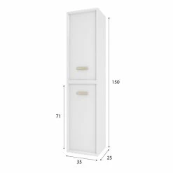 Aurlane COLONNE DE SALLE DE BAIN SCANDINAVE BLANC A SUSPENDRE - H150xP25xL35cm - NORDIK BASIS -Paris Prix boutique B2CD 1510