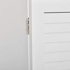 KLEANKIN Armoire Haute Murale Salle De Bain Ou WC - Placard 2 Portes Persiennes Avec étagère - Porte-serviette - MDF Blanc -Paris Prix boutique B2CD 1516