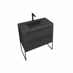 Aurlane Meuble De Salle De Bain 80x50cm - 2 Tiroirs - Vasque Résine Noire Effet Pierre - STRUCTURA F051 7 Aurlane Meuble De Salle De Bain 80x50cm - 2 Tiroirs - Vasque Résine Noire Effet Pierre - STRUCTURA F051 -Paris Prix boutique B2CD 1520