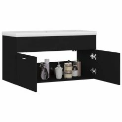 VIDAXL Armoire D'evier Avec Lavabo Integre Noir Agglomere -Paris Prix boutique B2CD 1535