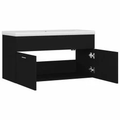 VIDAXL Armoire D'evier Avec Lavabo Integre Noir Agglomere -Paris Prix boutique B2CD 1536